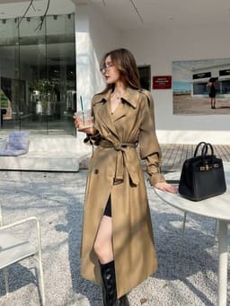 [Sẵn] Áo Khoác Dài Trench Coat Nữ Hàn Quốc Dáng Dài Thắt Eo Sang Trọng Chống Gió Đi Làm Đi Chơi Chali AZ809 9