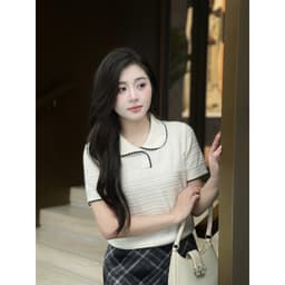 Áo len nữ cổ bè nữ phối viền cổ phong cách Hàn Quốc – Áo dệt kim nữ form ôm xinh xắn cao cấp M614 2