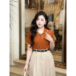 Áo len nữ cổ bè nữ phối viền cổ phong cách Hàn Quốc – Áo dệt kim nữ form ôm xinh xắn cao cấp M614 3