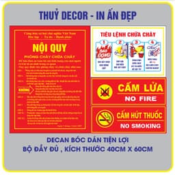 DECAL Bộ Nội Quy, Tiêu Lệnh Phòng Cháy Chữa Cháy, Cấm Lửa, Cấm Hút Thuốc 1