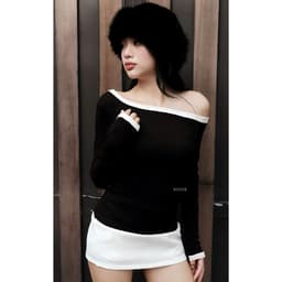 [ MÀU MỚI ] Áo Thun Trễ Vai Tay Dài Phối Viền siêu co dãn mềm mịn - BYJANE - 841 5