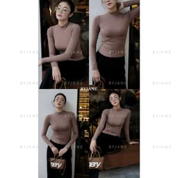 [MÀU MỚI] Áo Thun Nữ Dài Tay Cổ Lọ 8p Co Dãn 4 Chiều Giữ Nhiệt Tốt Chất Thun Mịn BYJANE - 850 6