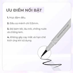 Bút Kẻ Mắt Nước Karadium Waterproof Brush Liner Black, Dạ Kẻ Mắt Karadium Waterproof 0.5mm 6