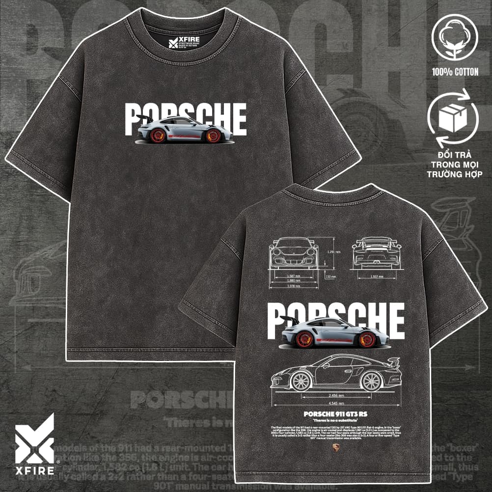 Áo Thun Oversize Porsche 911 (1) GT3 RS Nam Nữ Xfire Vietnam Form Rộng Unisex Streetwear Cotton 100%