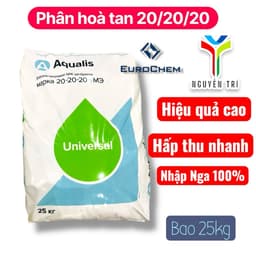 Phân bón NPK Aqualis Universal 20-20-20+ME (25kg) - Dạng bột tan, cân bằng dinh dưỡng, nuôi trái. 1