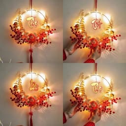 [TẾT2027]🌟 Vòng Hoa Trang Trí Thần Tài May Mắn – Đèn LED Rực Rỡ – Treo Tết Phong Thuỷ 2026 3