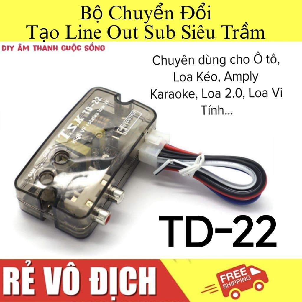 𝗧𝗗-𝟮𝟮 Bộ chuyển đổi âm thanh cho Sub gầm ô tô, loa kéo Diy -