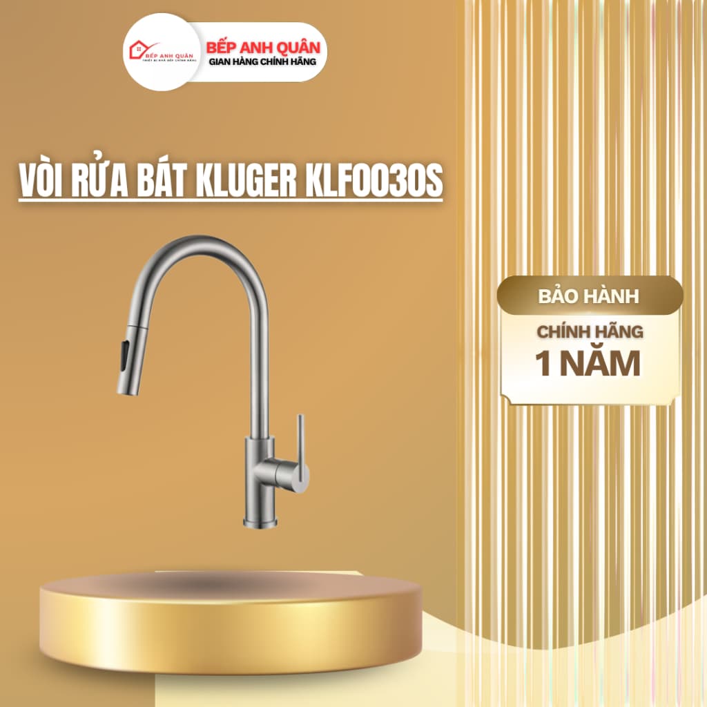 Vòi rửa bát Kluger KLF0030S NOVA Series | Vòi dây rút 2 đường nước Nóng - Lạnh