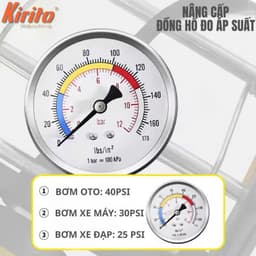 Bơm Đạp Chân Kirito 1/2/3 Piton – Bơm Xe Máy, Oto, Xe Đạp – Bơm Siêu Nhanh, Đa Năng 6