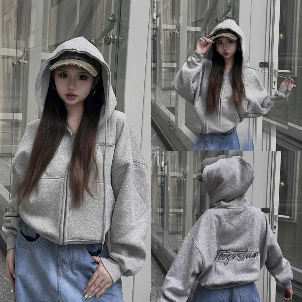 Áo khoác hoodie zip nam nữ tổng hợp thêu nổi Teezo studio, TrueLove nỉ bông, có túi trong, form dáng boxy unisex