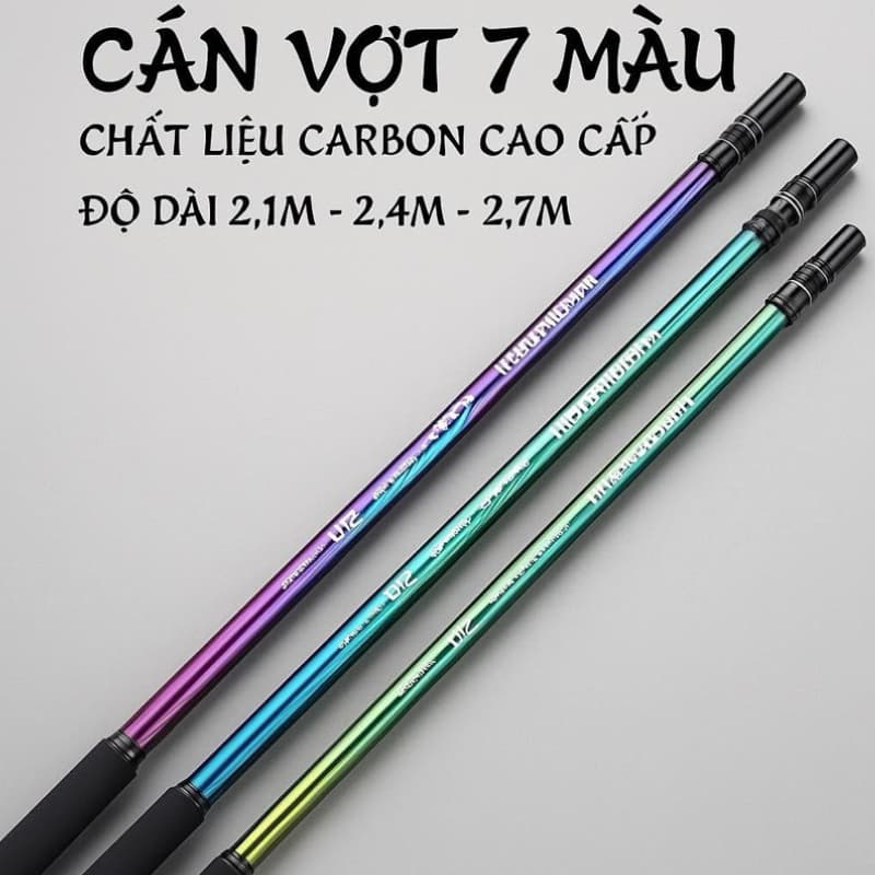 Cán vợt  câu đài màu titan tay cầm dài giảm trơn trượt khi vớt cá