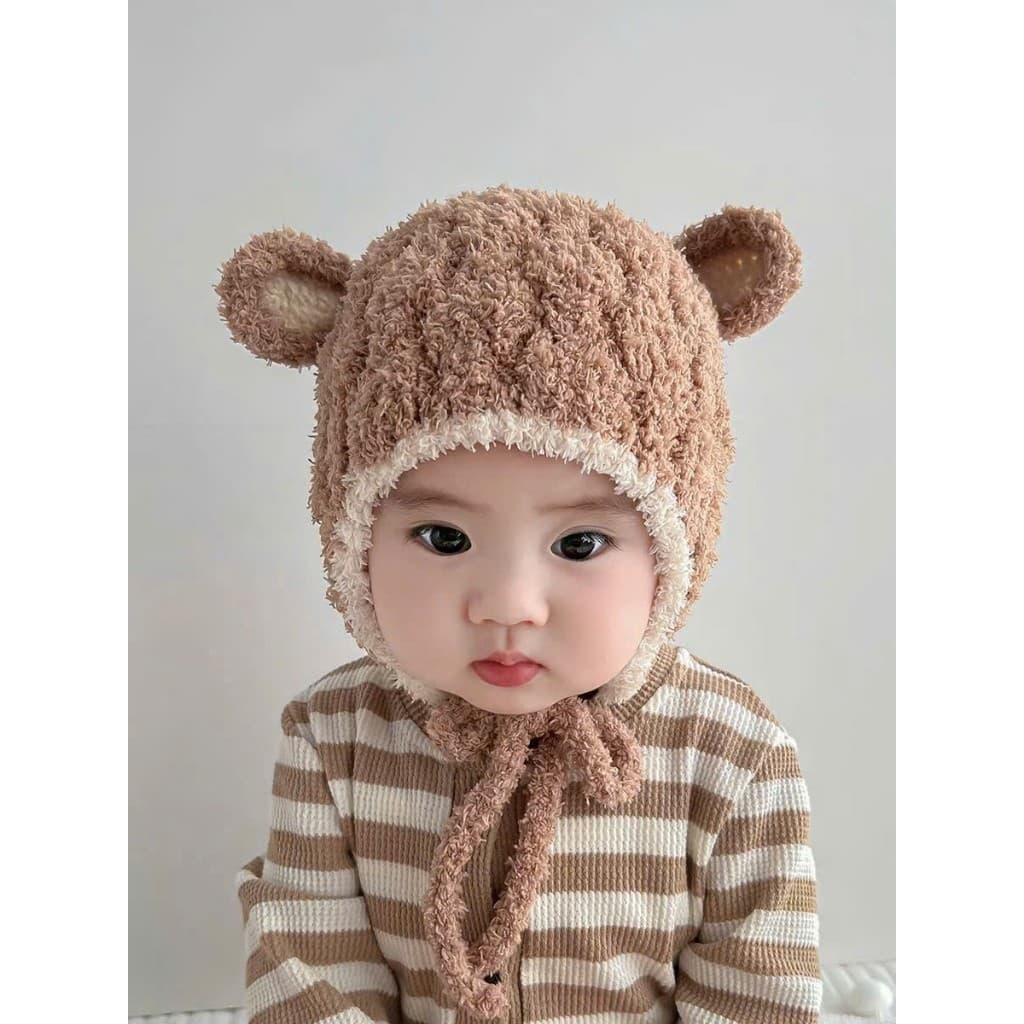 Mũ Len Cừu HOBBY Lông Bịt tai Mềm Mại Thoáng Khí Cho Bé Trai Bé Gái 6-36 THÁNG