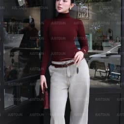 [BẢN MỚI LÓT LÔNG ] Áo Thun Nữ Ôm Body JUSTDUN 640 -Cotton Lông Mịn Cao Cấp, Cổ Cao 6