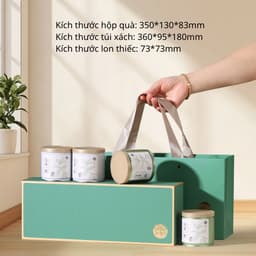 Bộ hộp trà quà tặng trụ tròn Lá Trà, Hộp quà tặng đựng trà cà phê matcha Tết 2026 - HVL TEA 8