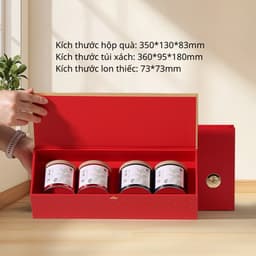 Bộ hộp trà quà tặng trụ tròn Lá Trà, Hộp quà tặng đựng trà cà phê matcha Tết 2026 - HVL TEA 9