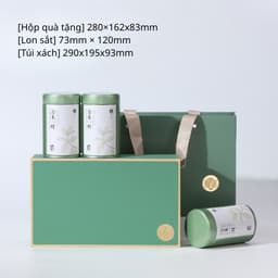 Bộ hộp trà quà tặng trụ tròn Lá Trà, Hộp quà tặng đựng trà cà phê matcha Tết 2026 - HVL TEA 6