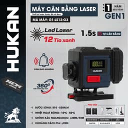 Máy cân bằng laser HUKAN G1-LS12-G3, 12 Tia xanh siêu sáng, Xoay 360 độ, Tự cân bằng sau 1.5s 1