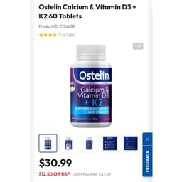 Ostelin Calcium & Vitamin D3 + K2 60 Tablets 3
