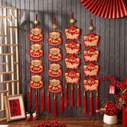 Set câu đối đỏ trang trí tết 2026, set đối đỏ phát tài phát lộc, chúc mừng năm mới đem lại may mắn 1
