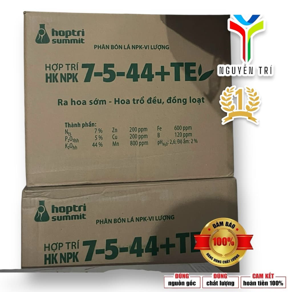 1 thùng (12 hộp x 25 gói) NPK 7-5-44+TE Hợp Trí (Gói 40g) - Kích Thích Ra Hoa Sớm