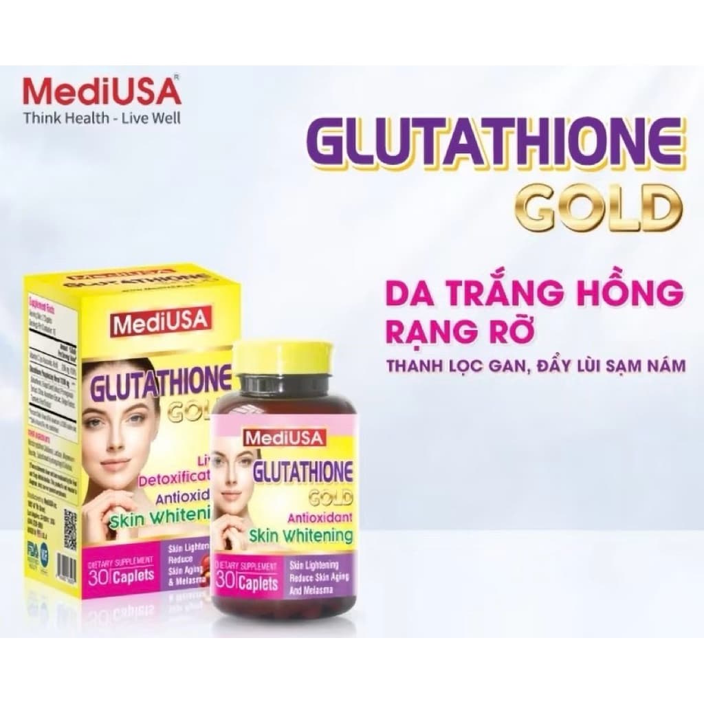 Viên Uống Trắng da MediUSA Glutathione Gold - Bí Quyết Cho Làn Da Trắng Sáng, Rạng Ngời