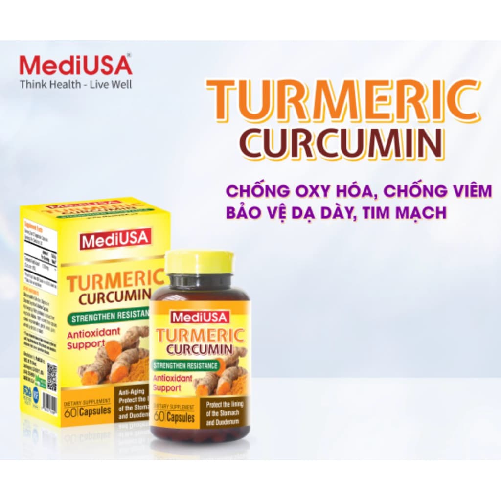 TURMERIC CURCUMIN CHỐNG OXY HÓA, CHỐNG VIÊM BẢO VỆ DẠ DÀY, TIM MẠCH