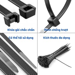 Dây rút nhựa màu đen nhiều kích cỡ 10cm, 15cm, 20cm, 25cm, 30cm, 100 sợi/ túi 4