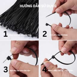 Dây rút nhựa màu đen nhiều kích cỡ 10cm, 15cm, 20cm, 25cm, 30cm, 100 sợi/ túi 7