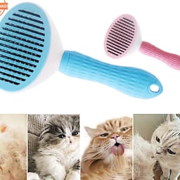 Lược chải lông thú cưng hình bầu dục, chải lông chó mèo có nút bấm tiện dụng 2