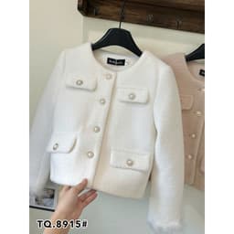 Áo khoác lông thỏ mã 8915 phối tay lông, chất lông thỏ ép mềm mịn, thiết kế 2 lớp sang chảnh 6