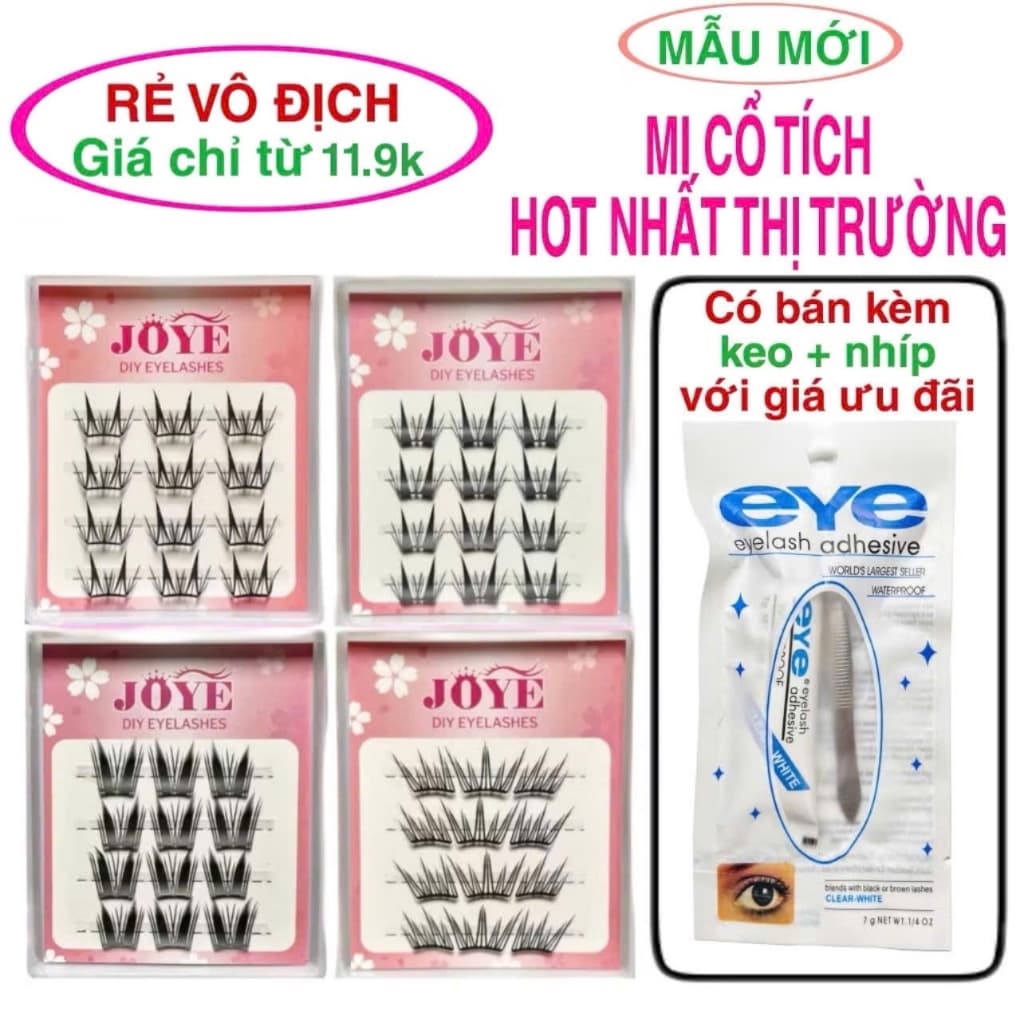 [hộp mini] Lông mi giả cổ tích thần thoại JOYE loại tách sợi từng cụm, chùm, bụi (nối mi)