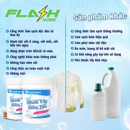 Bột Tẩy Trắng Quần Áo FLASH HOME 250G – Tẩy Ố Vàng, Làm Sáng Quần Áo Nhanh 5