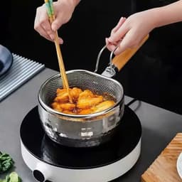 Rổ Lưới Inox "Trụng Rau " Có Tay Cầm Size 18cm – Rổ Lọc Có Tay Cầm Để Chiên Và Nấu Ăn Vớt Mì, Luộc Há Cảo – Inox Dày Bền 8