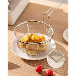 Rổ Lưới Inox "Trụng Rau " Có Tay Cầm Size 18cm – Rổ Lọc Có Tay Cầm Để Chiên Và Nấu Ăn Vớt Mì, Luộc Há Cảo – Inox Dày Bền 6
