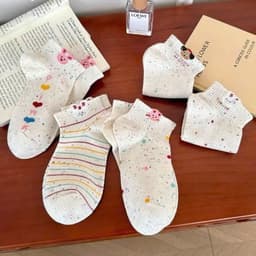 SET 10 Đôi Tất Cổ Thấp Họa Tiết Dễ Thương Cún Gấu Thỏ Chấm Bi Cho Nữ - Phong Cách Xinh Xắn 4