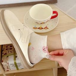 SET 10 Đôi Tất Cổ Thấp Họa Tiết Dễ Thương Cún Gấu Thỏ Chấm Bi Cho Nữ - Phong Cách Xinh Xắn 7