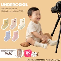 Set 5 Đôi Tất Trẻ Em Chống Trượt UNDERCOOL Combo 5 đôi Vớ Cổ Cao Giữ Ấm Cotton Cho Bé 0-4 Tuổi TC134 4