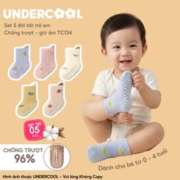 Set 5 Đôi Tất Trẻ Em Chống Trượt UNDERCOOL Combo 5 đôi Vớ Cổ Cao Giữ Ấm Cotton Cho Bé 0-4 Tuổi TC134 6