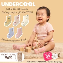 Set 5 Đôi Tất Trẻ Em Chống Trượt UNDERCOOL Combo 5 đôi Vớ Cổ Cao Giữ Ấm Cotton Cho Bé 0-4 Tuổi TC134 1