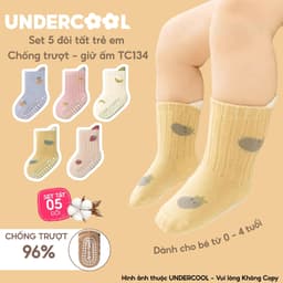 Set 5 Đôi Tất Trẻ Em Chống Trượt UNDERCOOL Combo 5 đôi Vớ Cổ Cao Giữ Ấm Cotton Cho Bé 0-4 Tuổi TC134 7