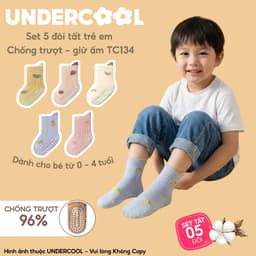 Set 5 Đôi Tất Trẻ Em Chống Trượt UNDERCOOL Combo 5 đôi Vớ Cổ Cao Giữ Ấm Cotton Cho Bé 0-4 Tuổi TC134 9