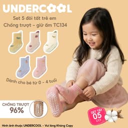 Set 5 Đôi Tất Trẻ Em Chống Trượt UNDERCOOL Combo 5 đôi Vớ Cổ Cao Giữ Ấm Cotton Cho Bé 0-4 Tuổi TC134 8