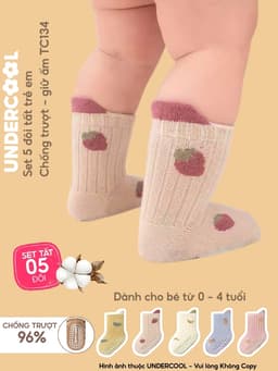 Set 5 Đôi Tất Trẻ Em Chống Trượt UNDERCOOL Combo 5 đôi Vớ Cổ Cao Giữ Ấm Cotton Cho Bé 0-4 Tuổi TC134 14