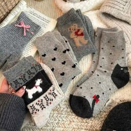 SET 8 ĐÔI TẤT IN CÚN TÔNG GHI CỔ CAO DỄ THƯƠNG ẤM MÙA ĐÔNG NHÀ TH 4