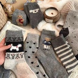 SET 8 ĐÔI TẤT IN CÚN TÔNG GHI CỔ CAO DỄ THƯƠNG ẤM MÙA ĐÔNG NHÀ TH 2