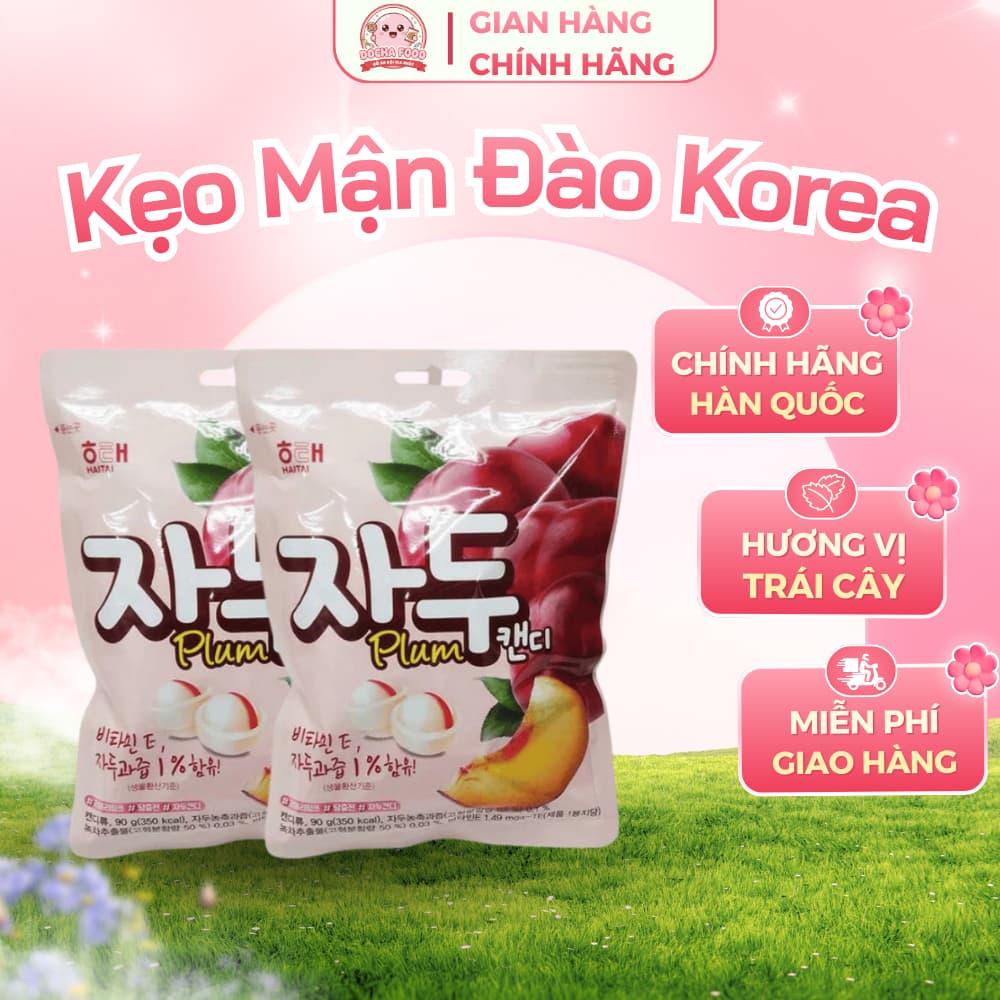 [DATE 2027] Kẹo Ngậm Trái Cây HAITAI Vị Mận Đào Nội Địa Hàn Quốc 130g