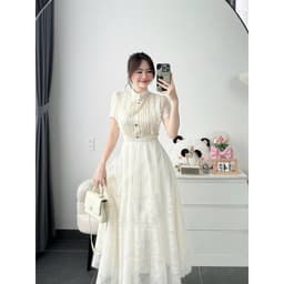Váy Maxi Ren Màu Kem Xukadress – Đi Tiệc/Chụp Ảnh – Form xoè Đẹp – Sang Trọng, Váy Dự Tiệc, Váy du lịch Dài Thướt Tha 4