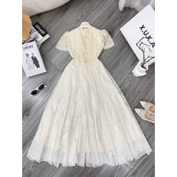 Váy Maxi Ren Màu Kem Xukadress – Đi Tiệc/Chụp Ảnh – Form xoè Đẹp – Sang Trọng, Váy Dự Tiệc, Váy du lịch Dài Thướt Tha 5
