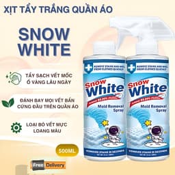 Xịt Tẩy Quần Áo Snow White 500ml – Tẩy Ố Vàng, Ố Mốc, Hồi Phục Màu Trắng Cho Vải 1