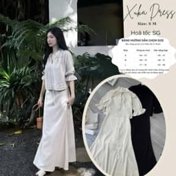 (Hoả tốc SG) Set áo babydoll kèm chân váy xoè to rộng xịn xò. chất linen lót 2 lớp dày nặng tay 2